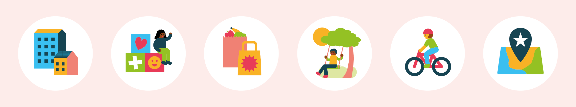 Illustrative icons representing our key the themes