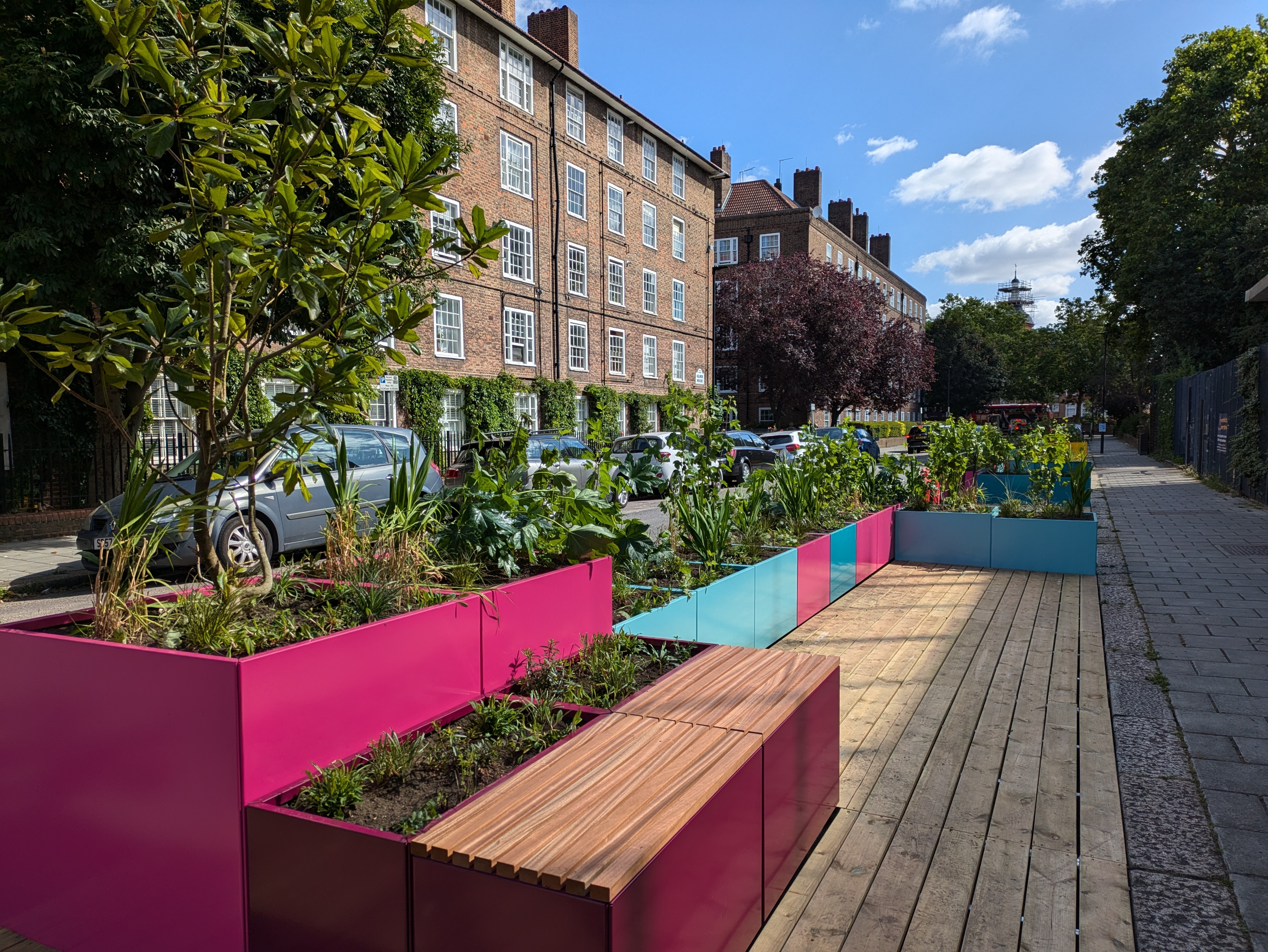 A photo of the pavement extension outside the Children's Centre on Clayton Street