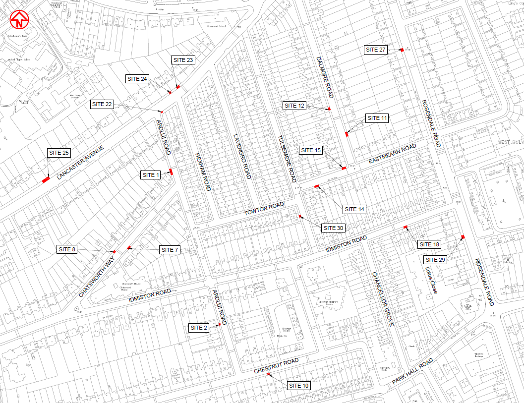 Pavement repair locations
