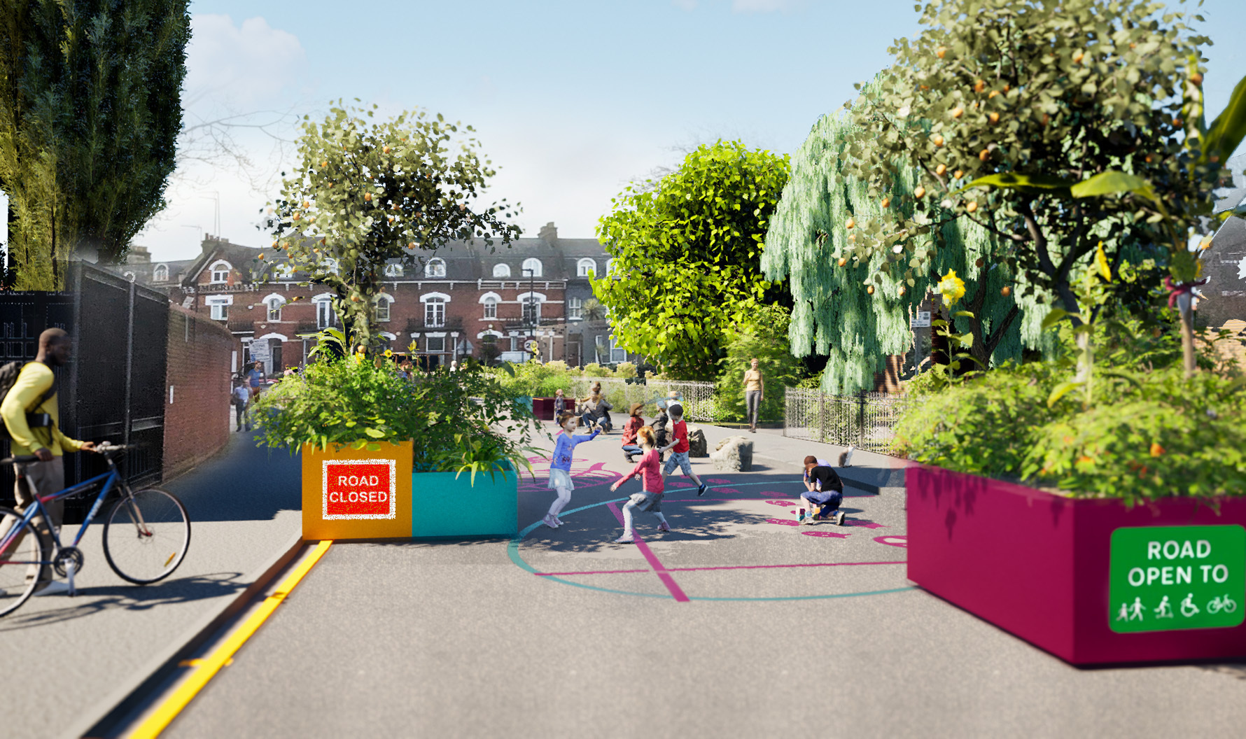 Visual of the scheme on Kennington Oval outside St. Mark's Primary School - this artist’s impression is for illustrative purposes only